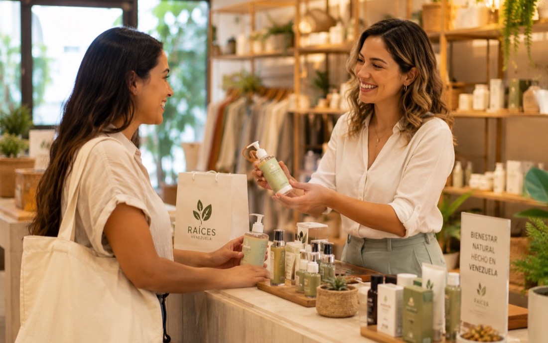 Vendedor atendiendo a un cliente en una tienda